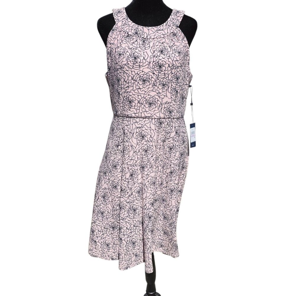 NWT Tommy Hilfiger Floral Halter Dress Size 6 Pink Black Fit Flare A-Line $99